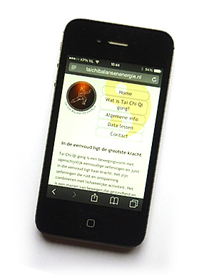 Tai Chi website op een smartphone